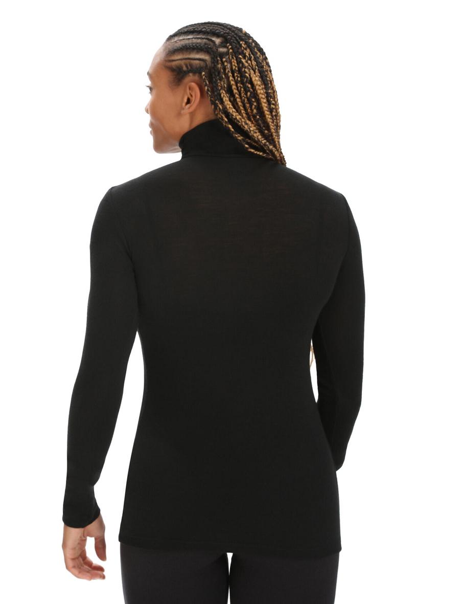 Black Icebreaker Merino 175 Everyday Long Sleeve Half Zip Thermal Top Women's Base Layers | AU 1863FDNM